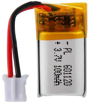 Batería LiPo de 3,7 V 100 mAh 601120 con cable JST – Batería recargable de polímero de litio para altavoces Bluetooth, proyectos de bricolaje y dispositivos electrónicos