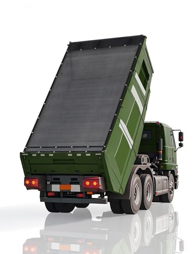 Heavy Duty 7' x 18' Dump Trailer Tarp by FoundGo Mesh Tarp with Grommets, Air-Flow System, 4 Elastic Cords & 2 Pockets for Truck Bed Cover Replacement