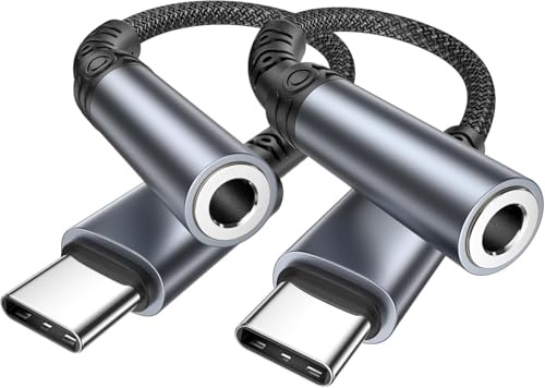 Adapter USB C auf Klinke, 2 Pack USB C auf Klinke 3.5 Kopfhörer Audio Adapter USBC Kopfhörer Adapter für iPhone 17/16e/16/16 Pro Max/16 Plus/15/15 Pro Max/15 Plus, iPad, Samsung S25/S24, Xiaomi,Huawei