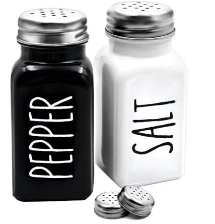 Lot de pots à épices en verre noir et blanc de 80 ml pour sel, poivre et épices - Boîte de rangement pratique avec fonction saupoudreuse - Accessoires de cuisine pour les amateurs d'épices