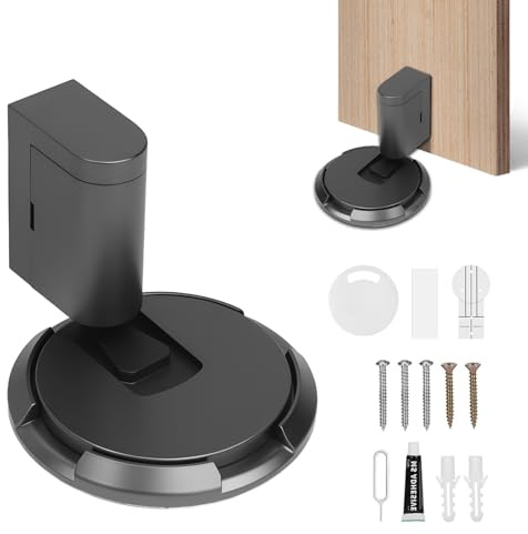 Magnetischer Türstopper Boden Kleben,Türstopper Wand Innen,Magnetic Door Stopper,Selbstklebend Schwer Türhalter,Tür Stopper,Höhenverstellbarer Türpuffer,Türklinkenpuffer für Zimmer Büros(Grau)