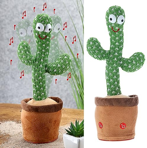 Cepewa Cactus cantante danza | poliestere 16 x 30 cm | 60 canzoni diverse | movimento effetto luce | funzione registrazione/riproduzione