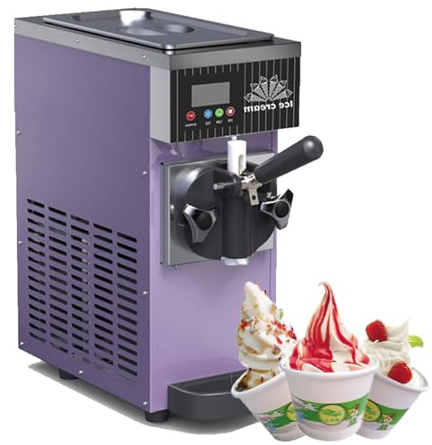 Luzphened Macchina per Gelato Commerciale 4-5 L/h 450W, Macchina Gelato Soft Professionale Tramoggia Pulizia Automatica, per Yogurt caffè Snack-Bar Ristorante Supermercato Purple