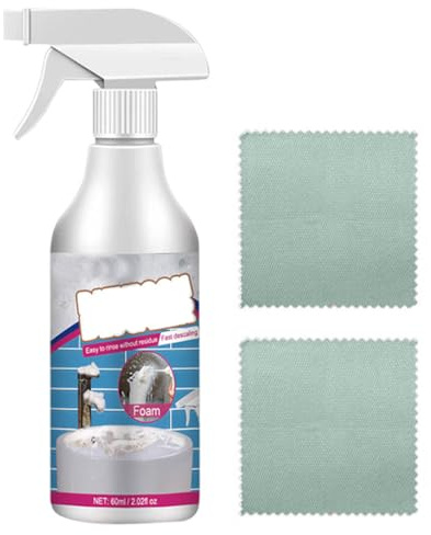 OIXYAZ Bathroom Descaler Mousse,Nettoyant Pour Salle de Bain,Détachant multi-usages,Salle de Bains Nettoyant Surfaces,Pour Toilettes égout Salle de Bains Nettoyage,Avec 2 lingettes
