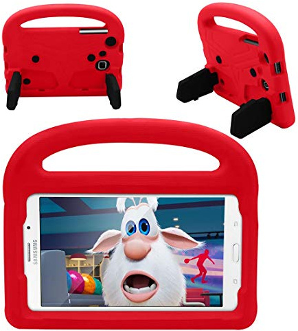 Tablettskydd Tablet Väska For Samsung Galaxy T230 / T235 Silikonväska For barn, For ShocktoFous Lightweight Dropproof Stand Case, med handtag och kickstand(Rosso)