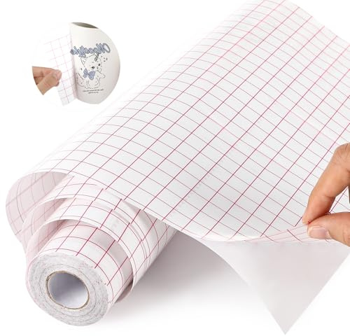Alitree Papier Transfert Vinyle for,transfert avec grille d'alignement, Papier Transfert Vinyle for Cricut, Silhouette Cameo, Fenêtres et Autocollants, Gobelets (30.5cmx5m)