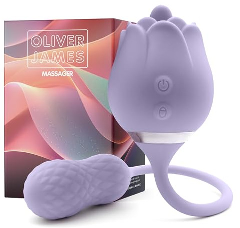 2-in-1 Rose Toy Vibrator Dildo - Vibrating Dildo G Spot Vibrators Clitoral Rose Sex Toy for Women Adult Toys with 10 Vibration Modes Showerproof & USB Rechargeable Sex Toys for Women (Lila)