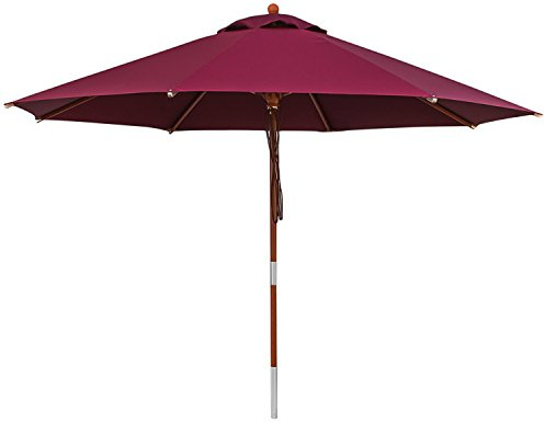 anndora® Sonnenschirm mit Holz Stamm 2 Teile Stammschutz - Gartenschirm 3,5 m rund 350 cm - UV Schutz + Winddach - Farbwahl