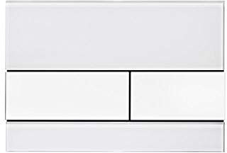 Tece WC Actuator Plate, Square, Dual Flush Technology, 1 Piece, White/Glass/White Button, 9.240.800