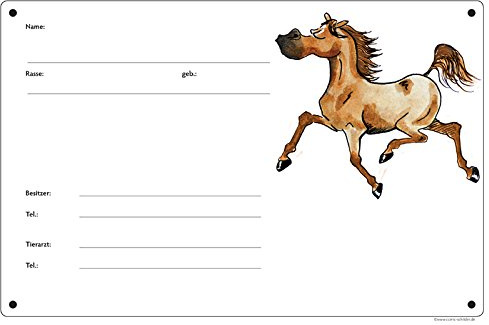 Boxenschild/Stalltafel Angeber, Fuchs, 30 x 20 cm | wetterfest, für Vollblut / Araber / Warmblut / Pony, mit lustigem Comic-Motiv