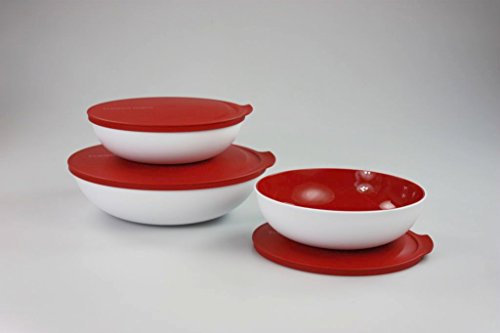 TUPPERWARE Allegra 1,5 L + 740 ml rot-weiß (2) Schale servieren Servierschale