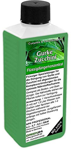 Gurke und Zucchini Flüssigdünger Premium für Freiland und Gewächshaus HIGHTECH NPK Cucumis Cucurbita Pepo Volldünger, Gemüse düngen