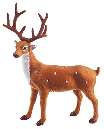 Pretyzoo Figurine de Renne en Peluche avec Renne en Forme de Renne et élan pour Noël Décoration de Table Décoration de Noël 25 cm