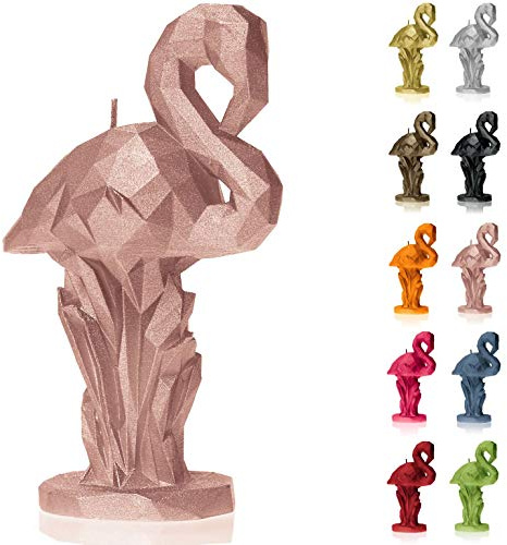 Candellana Handmade Flamingo Low-Poly Kerze Geschenk- Lustig - Dekorative Kerze - Home Décor - Geschenke für Freunde - Baumwolle Docht - Brenndauer 24h - Rose Gold Kerze
