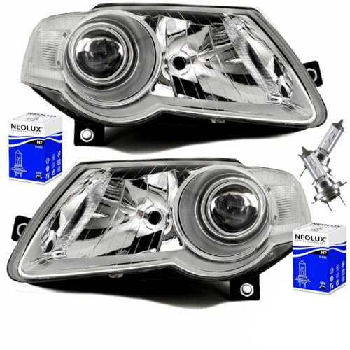DM Autoteile 30161 2x Scheinwerfer RECHTS LINKS +Birnen+Motor kompatibel für VW Passat 3C 3C2 3C5 HELLA SYSTEM