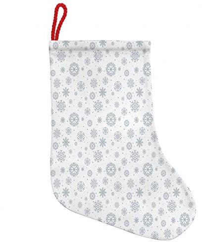 ABAKUHAUS Schneeflocke Hängende Nikolausstiefel Weihnachtssocken, Winter-Motiv-Gekritzel, Weihnachtsstrumpf zum Aufhängen, 35x50cm, Pale Grau Weiß