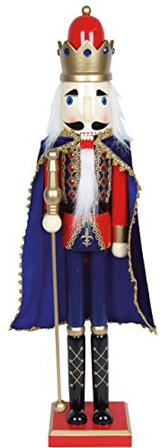 Nussknacker Figur groß XXL / 80 cm/König/Soldat/Trommler/Deko Figur Nussknacker Holz/handbemalt im Kunsthandwerks-Stil/weihnachtlich dekorieren (König)