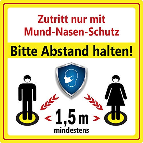 Seem 8 Stück Abstand Halten Bodenaufkleber 24x24 cm – rutschfest & selbstklebend – Fußboden Sticker für Unternehmen, Apotheken & Krankenhäuser