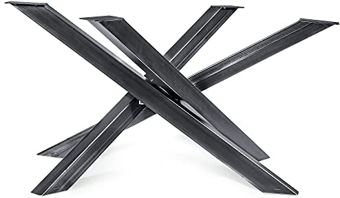 Magnetic Mobel Tischgestell Orion Design Kreuzgestell Schwerlast massiv Tischkufen Stahl Tischbeine Metall (Industrial (Klarlack), 113x73xH71)