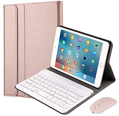 QYiD Keyboard Funda 9.7 para iPad 2018 (6th Gen) - 2017 (5th Gen) - iPad Pro 9.7 - iPad Air 2 & 1, Carcasa con Soporte y Teclado Bluetooth Inalámbrico Magnético Desmontable, Oro Rosa