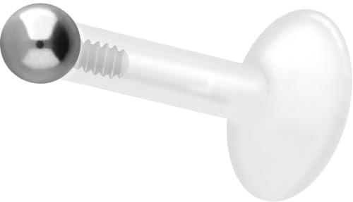 PIERCINGLINE PTFE Labret mit Innengewinde | Titan AUFSATZ KUGEL| Piercing Lippe Nase Ohr Helix | Farb & Größenauswahl