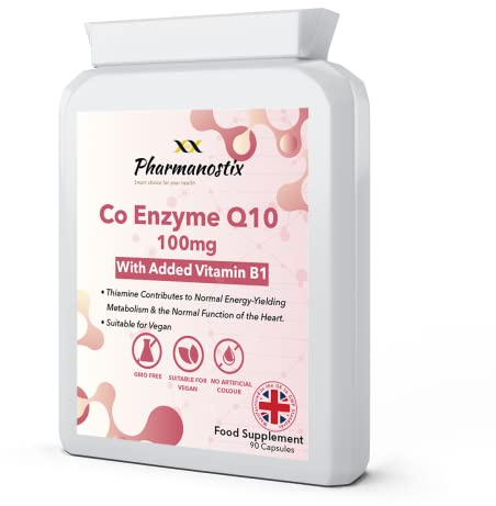 CoEnzyme Q10-100mg CoQ10 Supplement -90 Capsules - High Strength Naturally Fermented Trans Form Co Enzyme Q10 - Enhanced with Vitamin B1 to Support Healthy Heart Function and Energy Metabolism