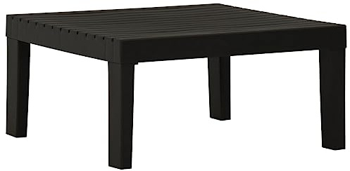 Makastle Garten Couchtisch Lounge-Gartentisch Witterungsbeständig Gartentisch Beistelltisch Balkontisch Teetisch Terrassentisch Loungetisch Gartenmöbel, 65 x 65 x 33 cm Kunststoff Grau