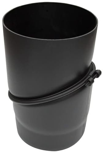 KRATKI Inserto para Chimenea Codo de Acero fi 150 mm Ajustable a 45 Grados para Conexión a Conductos de Humo Existentes 2 Secciones con Limpieza Color Negro