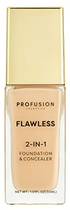 Profusion Cosmetics 2-In-1 Foundation and Concealer for Light Skin Tone, Flawless Full Coverage and Matte Finish with Convenient Solution for Achieving Polished Look - Fair Beige