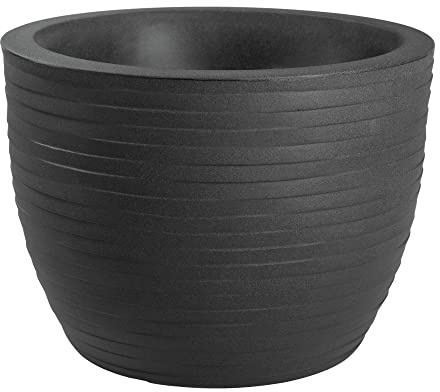 TECNOKIT NICOLI Vase aus Harz HERA Elegante Schüssel für Innen und Außen, Durchmesser 30, 40, 50, 60 Blumenampeln, elegante Oberflächen (Ø 40 cm, Anthrazit)