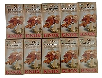 Sparpack Knox Räucherkerzen 10x Gebrannte Mandeln Größe M Räucherkegel 013340