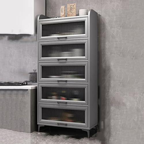 Armoire De Cuisine ,étagère De Cuisine Rangement avec Porte Rabattable,Buffet Meuble De Rangement, Étagère Micro-Ondes Armoire Multi-rangements,pour Épices, Plats, Casseroles Et Poêles, Etc ( Color :