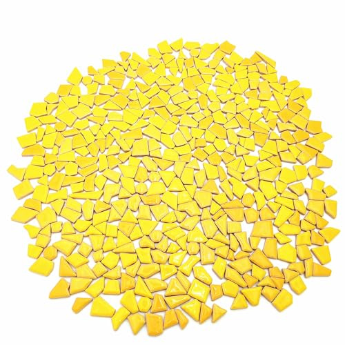 500 g unregelmäßige Keramik-Mosaikfliesen, 0,5 x 2 cm, kleine Mosaikstücke, Steine für DIY-Mosaikherstellung, Handwerk, Hobby, Kunst, Heimdekoration, Wanddekoration (gelb)