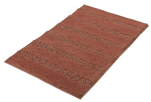 Kleine Wolke Badteppich Monrovia Terracotta 70 x 120 cm | OEKO-TEX zertifiziert, rutschhemmende Unterseite, für Fußbodenheizung, maschinenwaschbar, 100% Polyester