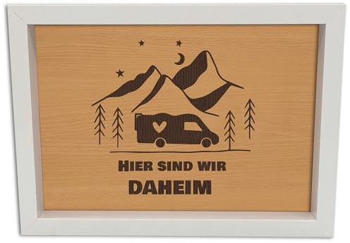 Namofactur Camping Wohnmobil Rahmen Deko Geschenk mit Gravur - Perfekte Camper Gadgets Dekoration Geschenkidee