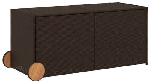 vidaXL Gartentruhe mit Rollen Braun 283L Poly Rattan