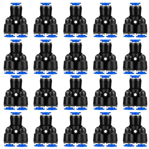 QIMEI-SHOP Conectores Neumáticos 8mm Conexiones Neumáticas en Y Enchufe Rapido de Manguera de Aire Comprimido Accesorios para Herramientas Neumáticas 20 Piezas
