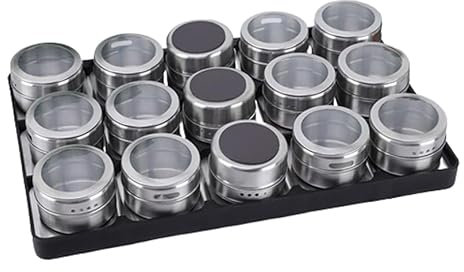 6/9/12/15 Pieces Magnetic Spice Jars Containers Stainless Steel Round Magnetic Spice Jars Set 100ml Circular Spice Jars Tins Spice Storage Containers Box Set With Lids And Magnetic Base For Kitchen