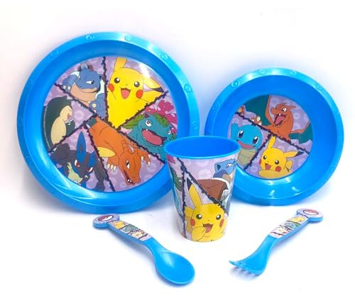 Geschirr-Set für Kinder, Besteck, Teller mit Figuren (PKM2)