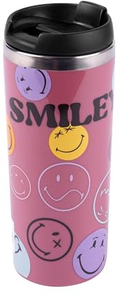 United Labels Smileyworld Tasse Coffee-To-Go - Smiley Tasse isotherme Tasse à café rose 350 ml