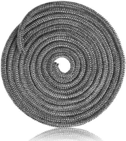 Dichtungsschnur aus Glasfaser 8mm x 2,5m, Feuerfestes Dichtungsband, Kamindichtung Ofendichtband, Feuerfestes Kamin Dichtband & Ofenrohr Dichtung für Kaminofen, Kamintür, Smoker, Ofendichtschnur