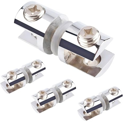 Qrity 4 Stück Glasklemme, Zinklegierung Glasregal Halterung, Doppelseitige Glasregalstütze, Regalhalterungen aus Glas, Spiegelclip für 3-8 MM Dickes Glas
