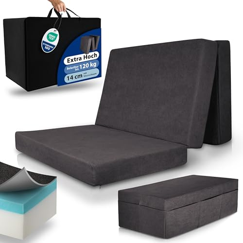 Beautissu Premium XXL Folding Mattress Double with Cover and Bag Foldaway