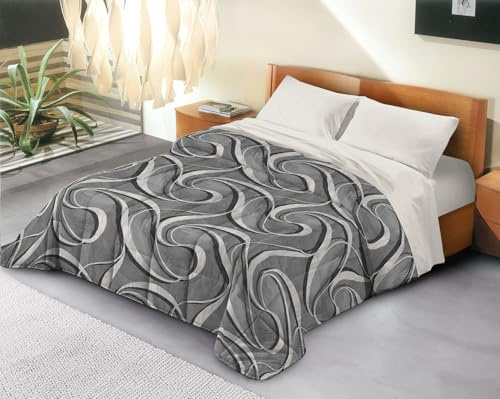 Banzaii Trapunta Matrimoniale 260x260 cm Invernale in Ecopiuma da 380 gr/mq calda e morbida – Piumone Invernale Anallergico e Traspirante – Prodotto in Italia –Nicole Grigio