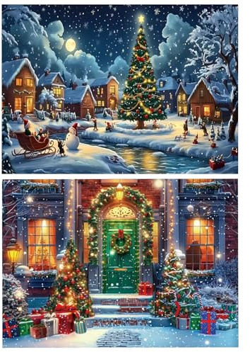 KiKiHong 2 Stück Diamond Painting Weihnachten Neu Erwachsene DIY 5D Weihnachten Diamond Painting Weihnachtsdeko Diamant Malerei Diamond Art Kits Home Wall Decor 30x40cm