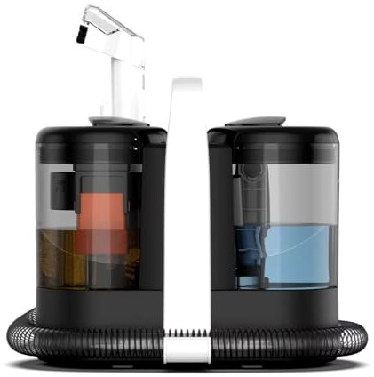 Shampouineuse canapé Aspirateur laveur, Nettoyeur de tâches filaire du canapé en tissu, tapis, Sièges de Voiture et même les Vitres, avec un Jet d'eau, 600W, avec Bacs de récupération de saleté