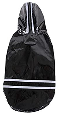 Hund Regenmantel Wasserdichte Hundemantel-Jacke, Hunde-Regenmäntel, wasserdicht, klein, mit Kapuze mit integriertem Geschirr, PU-Reflektorstreifen, mit Kapuze, winddicht, Hutkrempen-Design(Black,Small