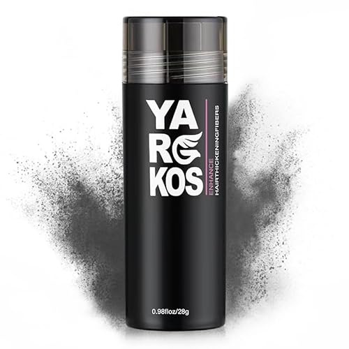 Yargkos fibras capilares para cabello fino o para rellenar el cabello fino, fibras capilares (28g), polvo capilar para un look más grueso y voluminoso al instante - GRIS