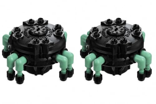 Orbit 69000 Lot de 2 collecteurs d'irrigation goutte à goutte à 8 ports à débit réglable pour tube de 6,35 mm – Arrosage personnalisé pour votre jardin (collecteur à 8 ports avec contrôle du débit,