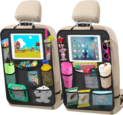Chanurae Autositz Organizer - 2 Stück Auto Rücksitz Organizer Kinder Autositzschoner Rückenlehne, Umweltfreundliche Oxford Stoff, mit Tablet-Halterung, Schwarz